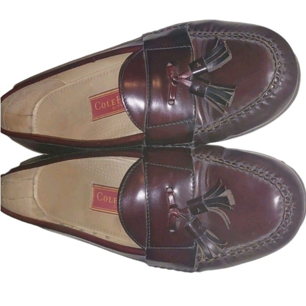 Men's Size 10 Cole Haan Kiltie Tasseled Brown Patent Leather Loafers